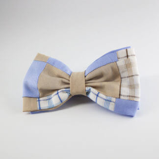 Papillon uomo azzurro e beige patchwork